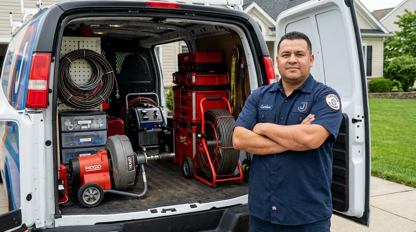 Professional drain cleaning equipment and Johns Plumbing LLC plumber in Crimora