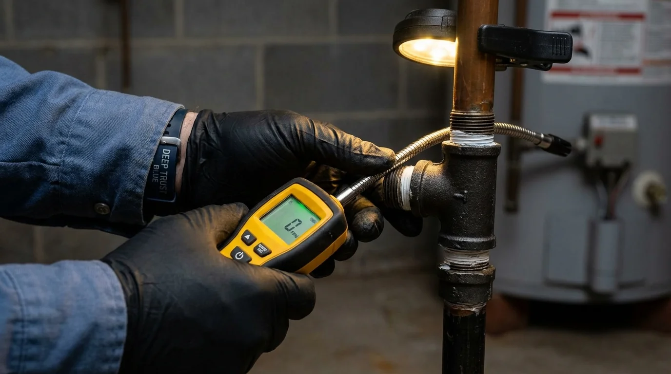 Gas leak detection with electronic sniffer by Johns Plumbing LLC in Crimora